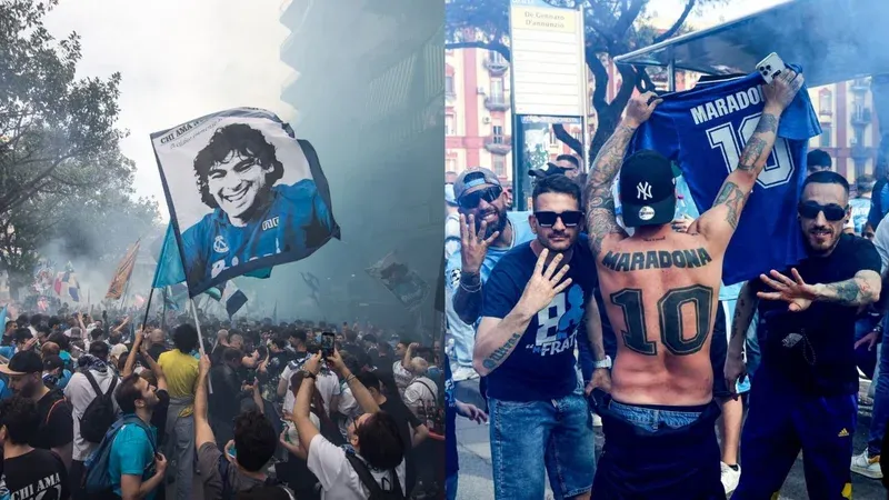 emocion en los festejos de napoli campeon recuerdo a maradona en las tribunas video