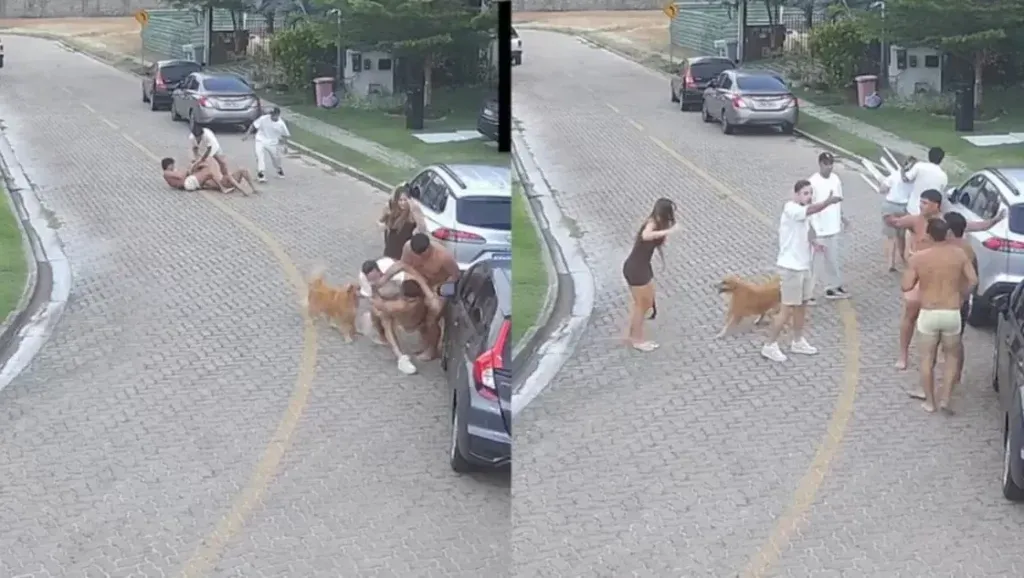 se conocio el video de la pelea de los futbolistas argentinos con los vecinos en brasil