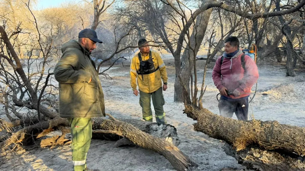 intensifican controles y tareas de enfriamiento en las zonas afectadas por los incendios en cafayate