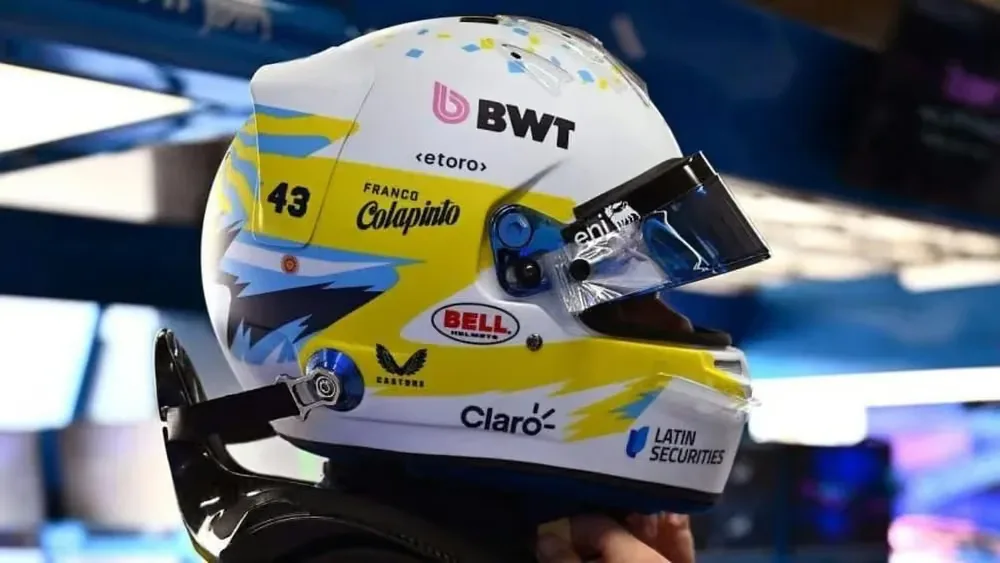 el nuevo casco de Colapinto