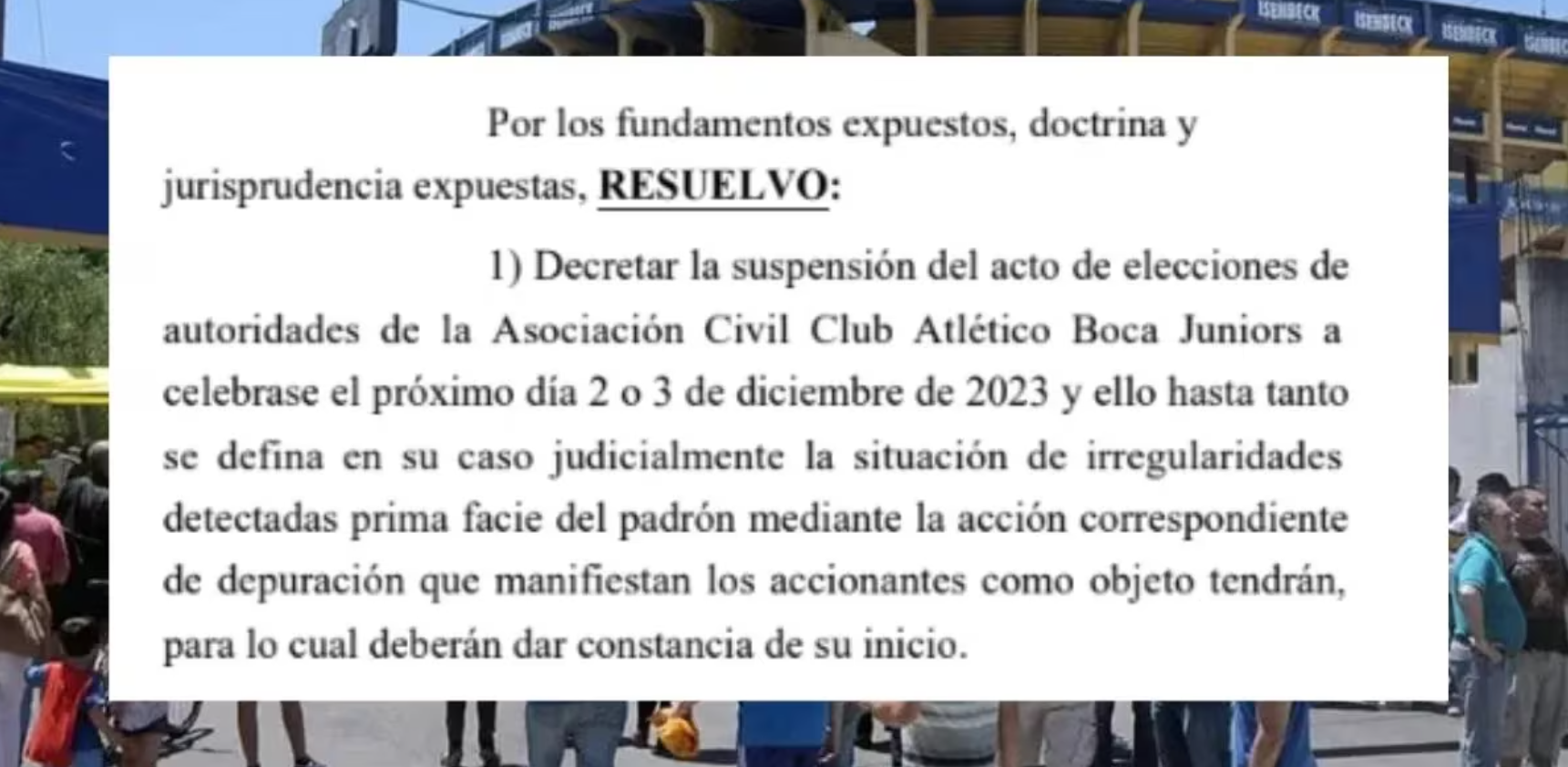 la justicia freno las elecciones en boca por irregularidades en el padron