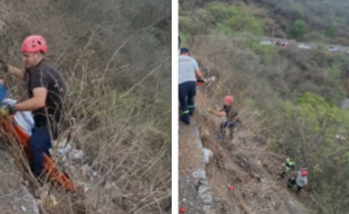 dos ciclistas rescatados tras caer a un barranco en el cerro san bernardo