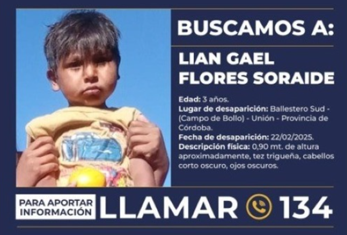 alerta sofia por lian gael flores soraide desaparecio en ballestero sud cordoba