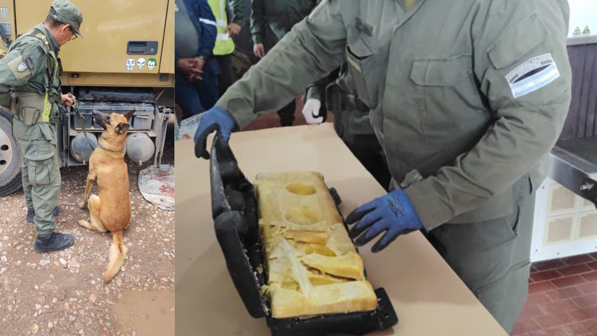 minos descubrio 14 kilos de cocaina en un camion boliviano