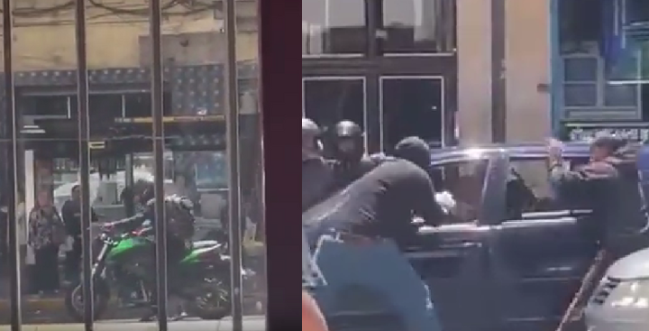 a la vista de todos motochorro emboscaron un auto y escaparon con millones