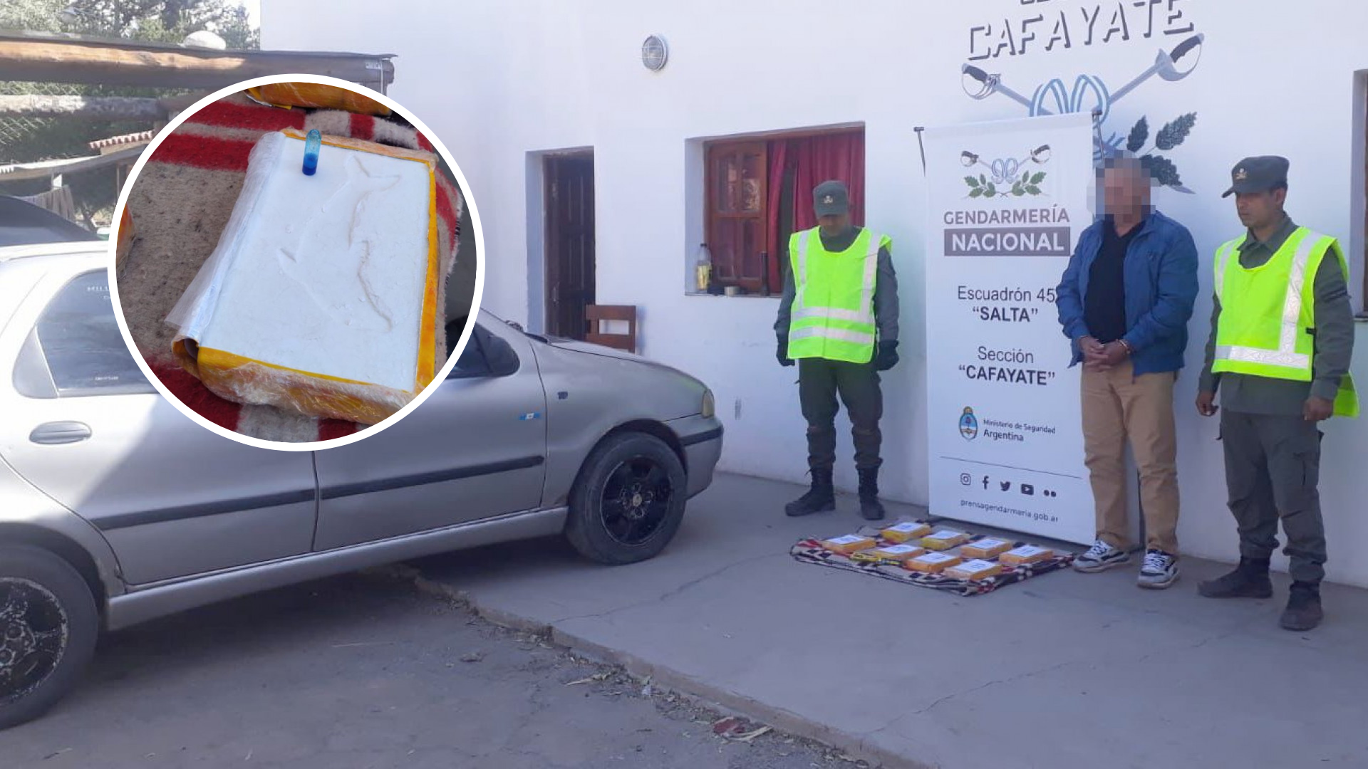 cafayate encontraron mas de 8 kg de cocaina con el sello del delfin escondidos en un auto