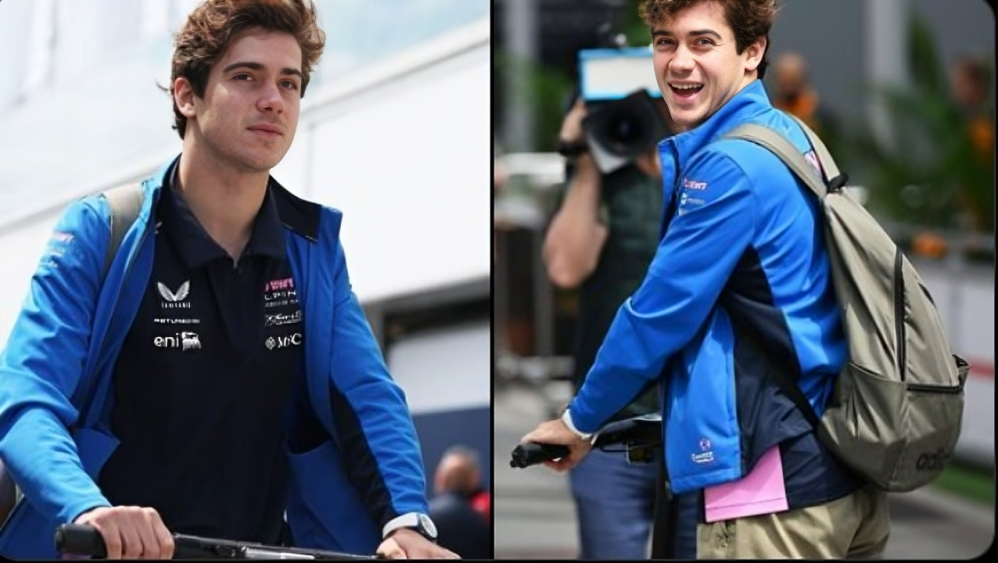 colapinto llego al gp de canada en monopatin video
