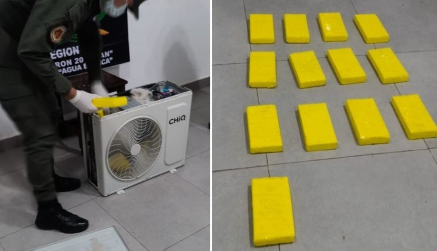 gendarmeria incauto mas de 12 kilos de cocaina ocultos en un aire acondicionado