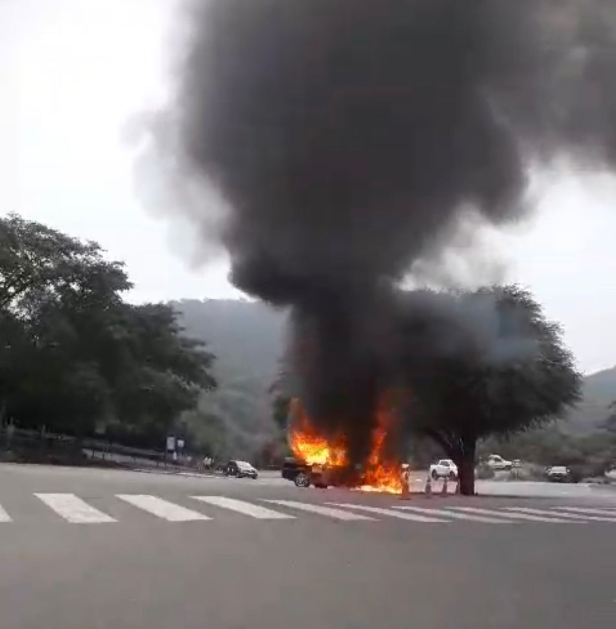 incendio en el cerro de la virgen un remis quedo reducido a cenizas video