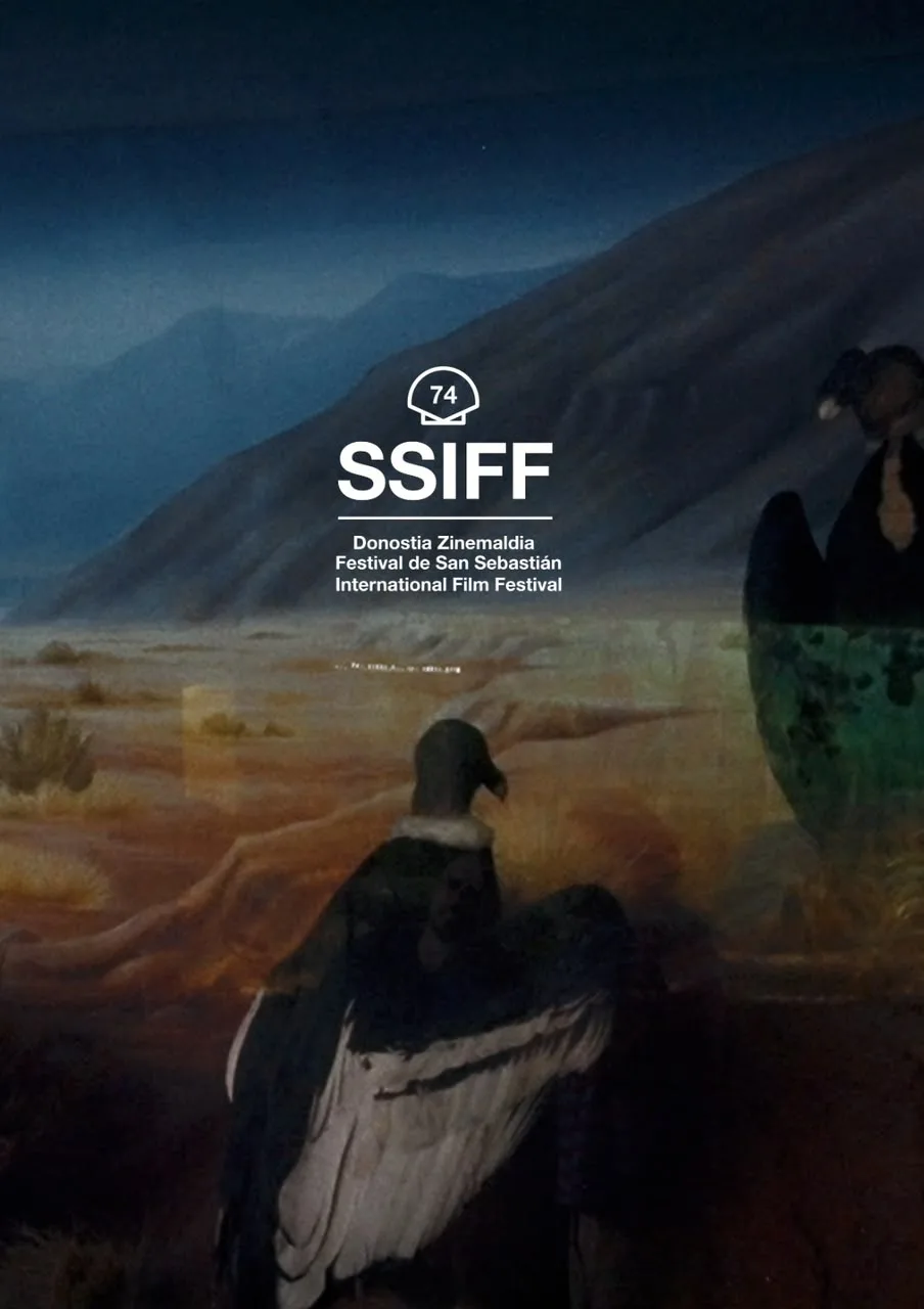 Afiche de "Las Panteritas" para el Festival de San Sebastián, con un cóndor ante un paisaje de montañas