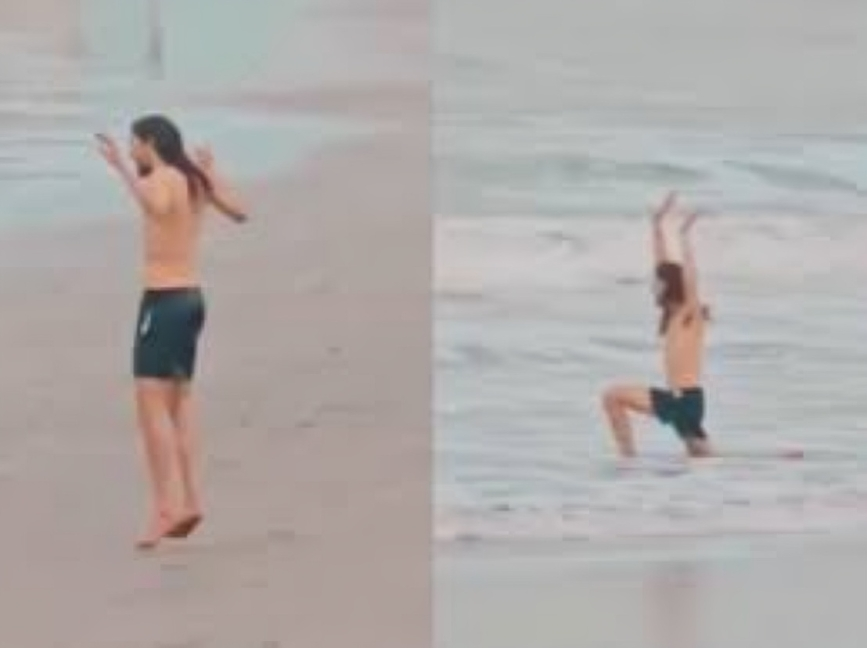 mar del plata se metio al mar en plena ola polar y tuvieron que rescatarlo video