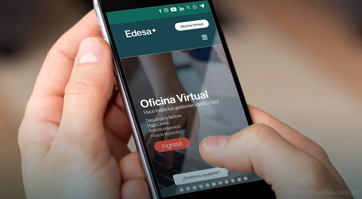 EDESA alertó por una web falsa que copia su Oficina Virtual y pidió no entrar desde enlaces de WhatsApp