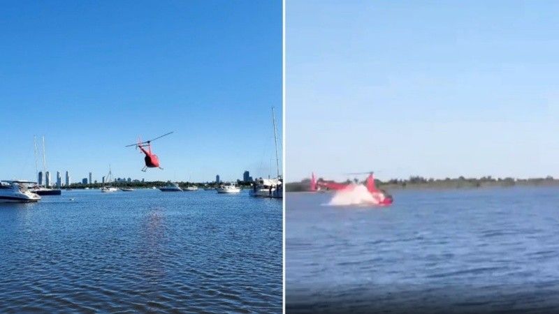 un helicoptero cayo al parana un muerto y tres heridos vidoe