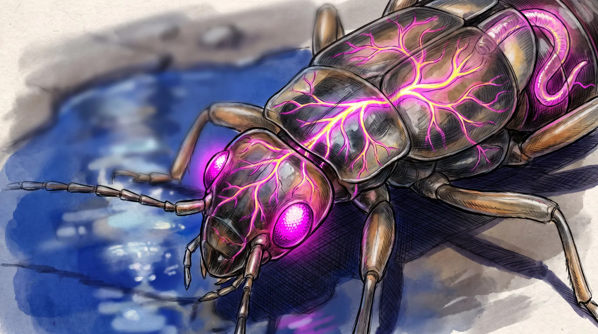 Identificaron el mecanismo genético que usa un gusano parásito para llevar a un insecto a ahogarse
